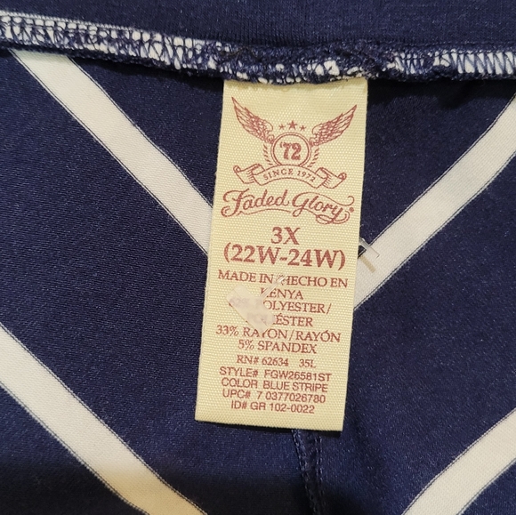 Faded Glory Navy Blue & White Striped Skirt – Size 3X (22W–24W) Like New - Picture 4 of 4